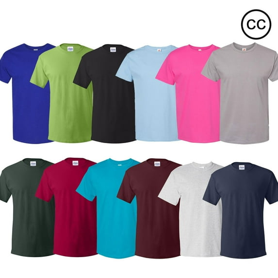 Hanes - 100% Cotton Men Essential-T T-Shirt | 5 oz. Classic Fit Width, Rib Collar | Men’s Short Sleeve Crew Neck Tee | Mix Color Bulk - 12 Pack Tees | Size 4X-Large