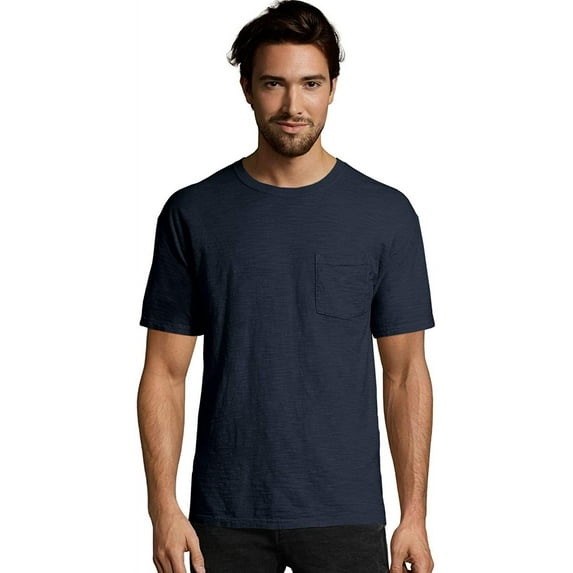 Hanes 1901 Heritage Dyed Short Sleeve Crewneck Pocket Tee 5A59D GRTDYE -Dark Navy -M