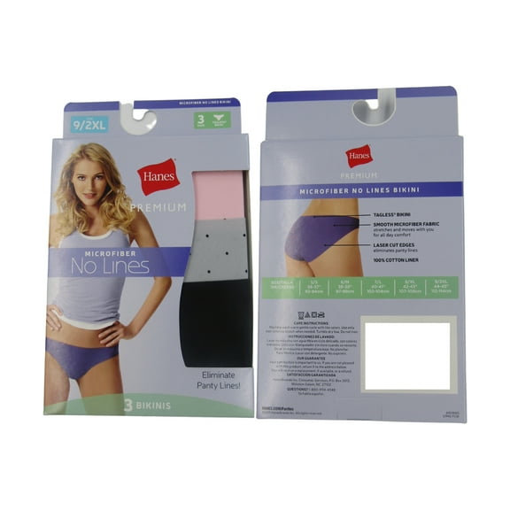 Hanes Women’s XL Premium Comfort No Lines Microfiber Bikini Panties, Assorted (3 Pack)