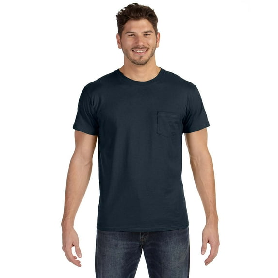 Hanes 4.5 oz. 100% Ringspun Cotton nano-T T-Shirt with Pocket (498P) Vintage Black, XL