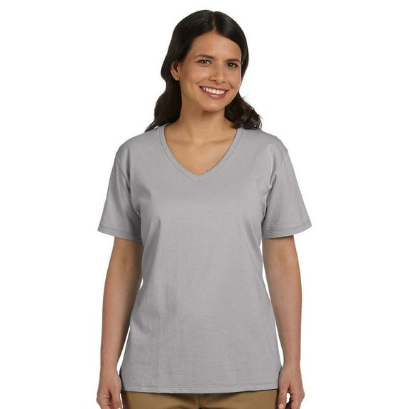 Hanes 4.5 oz Women's NANO-T V-Neck T-Shirt (Pack of 3) 3 Light Steel