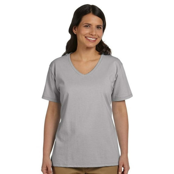 Hanes 4.5 oz Women's NANO-T V-Neck T-Shirt (Pack of 3) 3 Light Steel