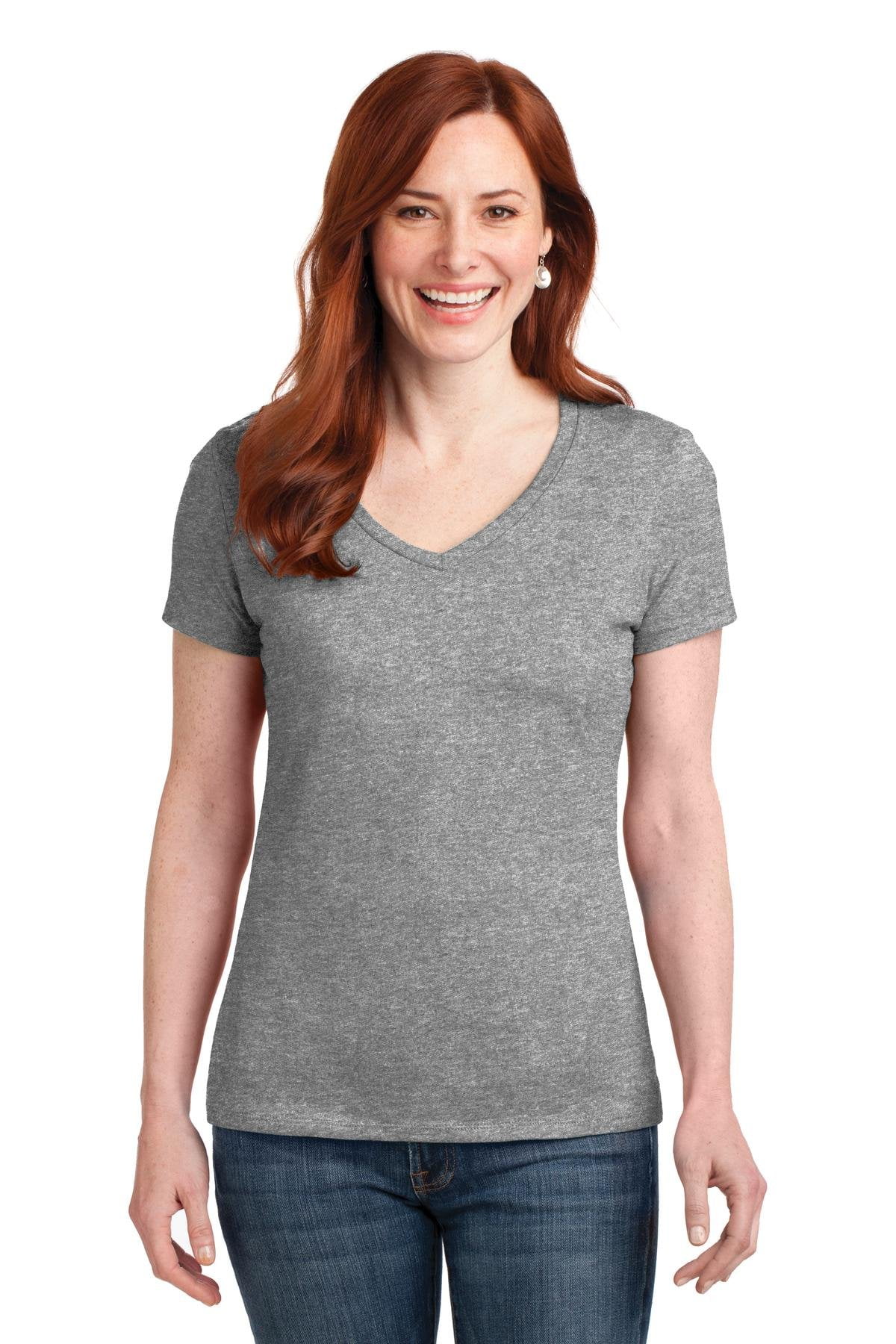 Hanes 4.5 oz Women's NANO-T V-Neck T-Shirt (Pack of 5) 5 Light Steel ...