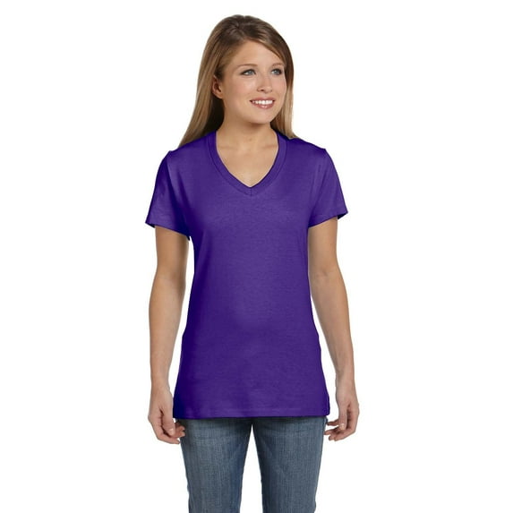 Hanes 4.5 oz Women's NANO-T V-Neck T-Shirt (Pack of 5) 5 Purple