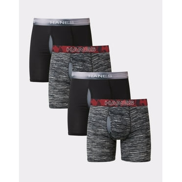 Hanes 4-Pack Boxer Brief Ultimate Men's X-Temp Performance FreshIQ black grey