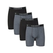 Hanes 4-Pack Men's Ultimate Long Leg Boxer Comfort Flex Fit Brief Black/Grey