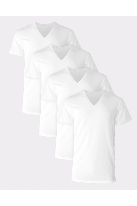 4-Pack V-Neck T-Shirt Undershirt Short Sleeve Ultimate Men's Comfort Fit