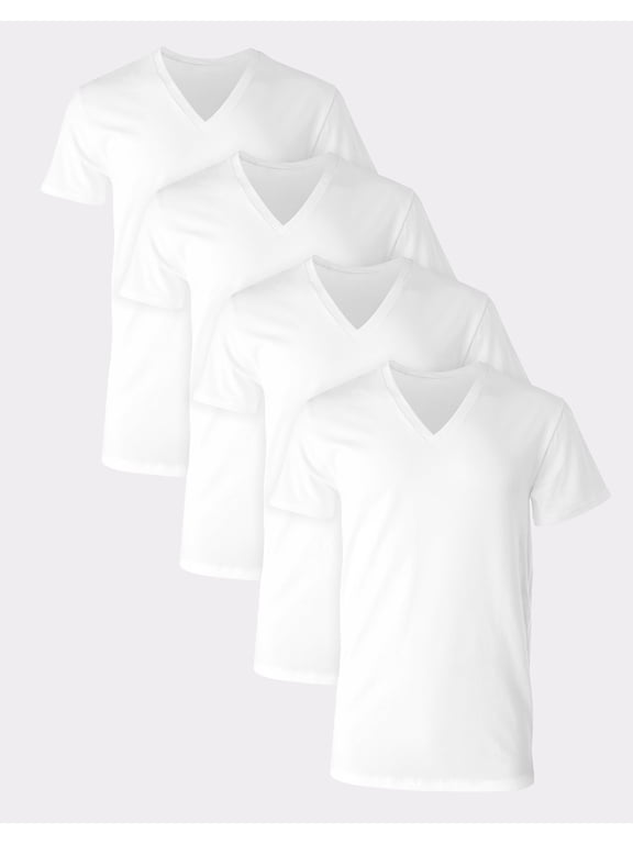 4-Pack V-Neck T-Shirt Undershirt Short Sleeve Ultimate Men's Comfort Fit