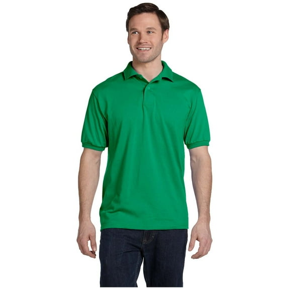 Hanes 5.2 oz. 50/50 ComfortBlend EcoSmart Jersey Knit Men Polo Kelly Green 2X-Large