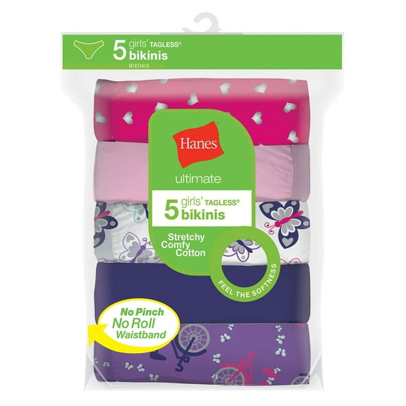 Hanes Ultimate Girl's Stretch Bikini Panties (Pack of 5)