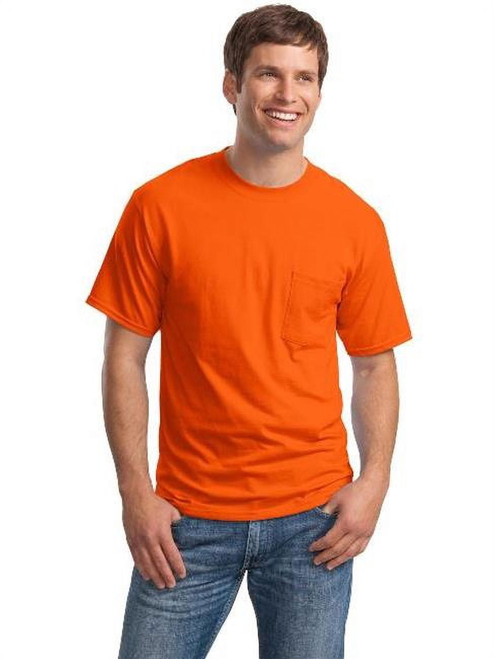 Hanes Beefy-T 100% Cotton Pocket T-Shirt – Ultra-Soft Ringspun Tee (Orange, 2XL)