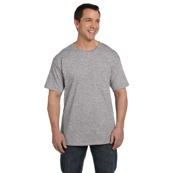 Hanes 5190P Beefy-T Pocket T-Shirt - Light Steel - Small