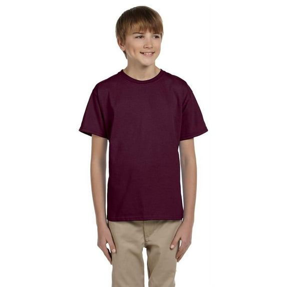 Hanes 5370 Boys Short Sleeve T-Shirt - Maroon - Medium