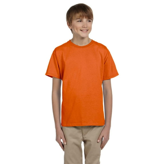 Hanes 5370 Boys Short Sleeve T-Shirt - Orange - Large