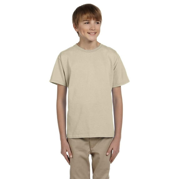 Hanes 5370 Boys Short Sleeve T-Shirt - Sand - Large