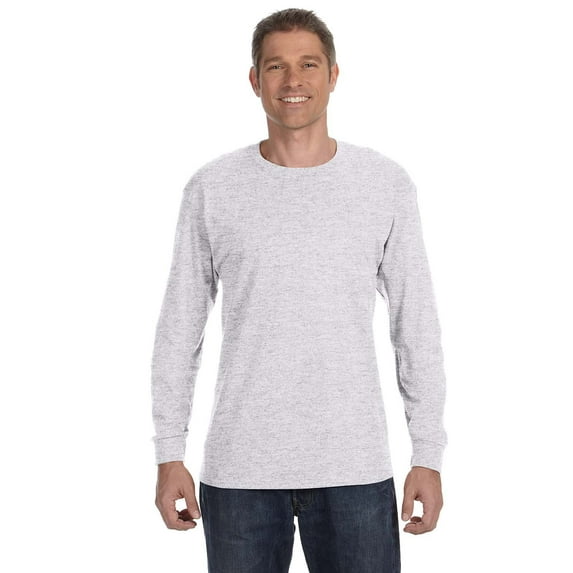 Hanes, 5586, Men's, Tagless Long Sleeve Tee, 1 Ash  1 Deep Red, Medium Pack of 1