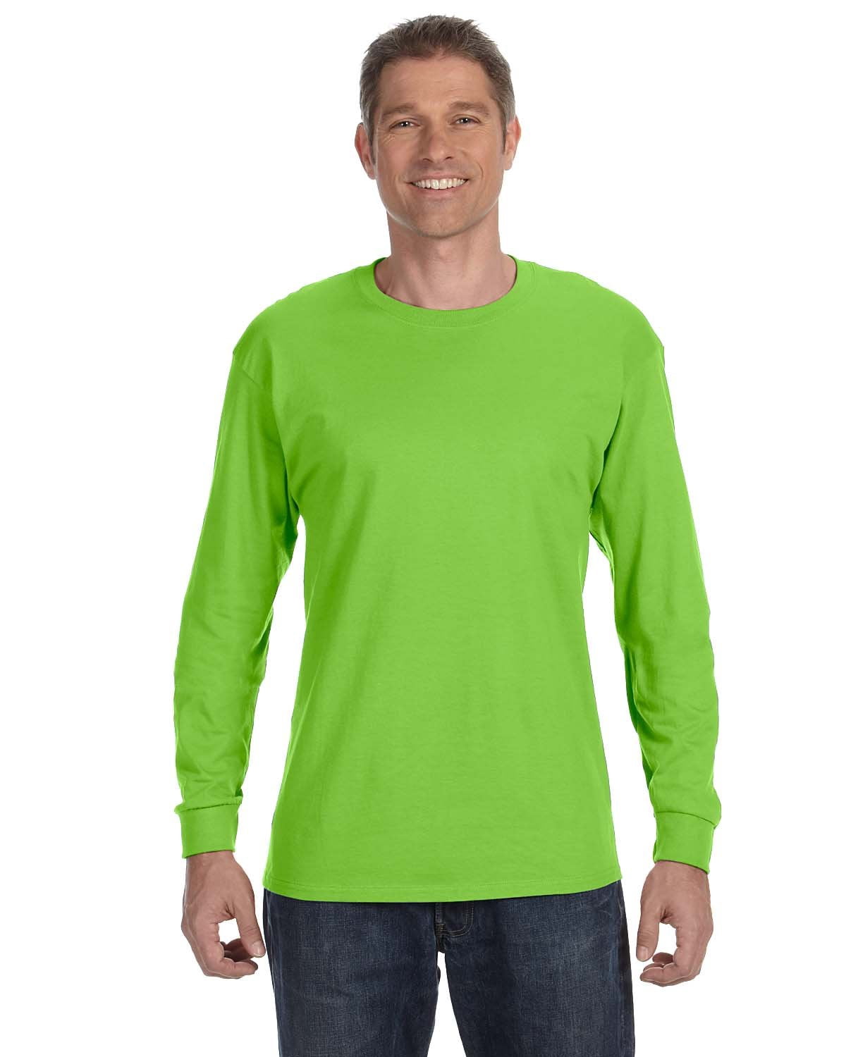 Red Tag Less Hanes, 5586, Men's, Tagless Long Sleeve Tee, 1 Deep Red 1 Lime, Small ...