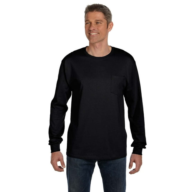 Hanes 5596 Men'S 6.1 Oz. Long-Sleeve Pocket T-Shirt - Walmart.com