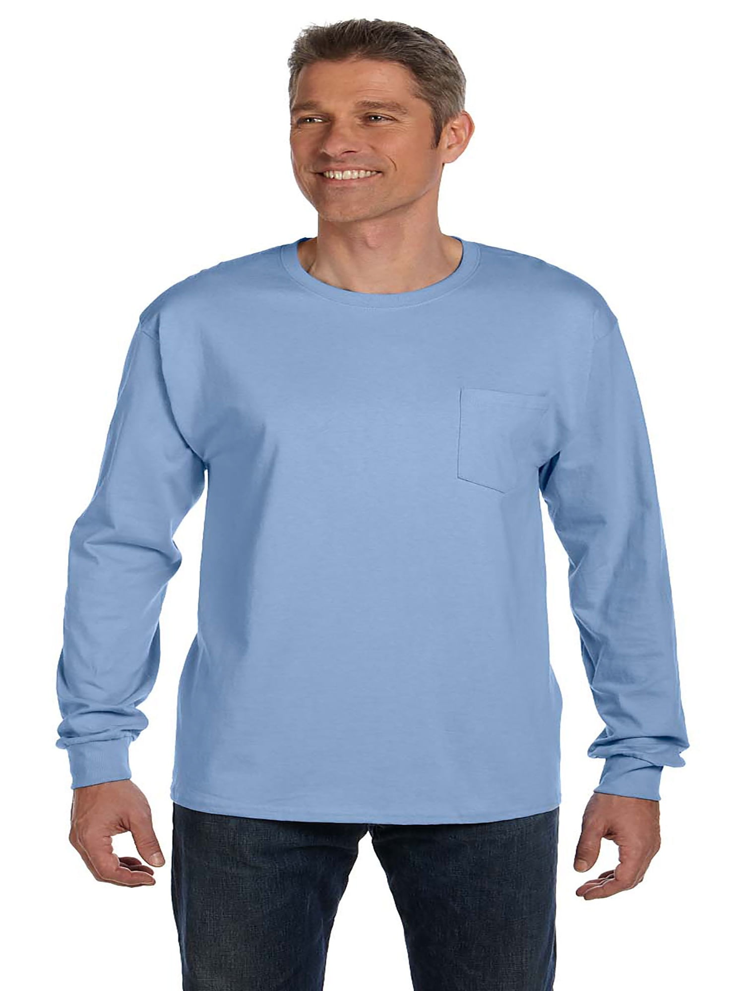 Hanes 5596 Men'S 6.1 Oz. Long-Sleeve Pocket T-Shirt - Walmart.com