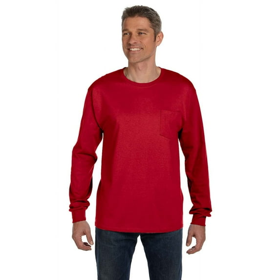 Hanes 5596 Men'S 6.1 Oz. Long-Sleeve Pocket T-Shirt