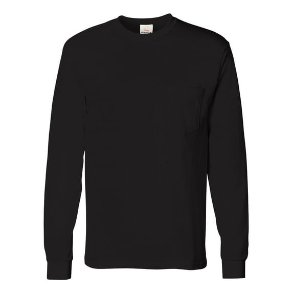 Hanes 5596 Men's 6.1 oz. Tagless Long-Sleeve Pocket T-Shirt (2 PACK)