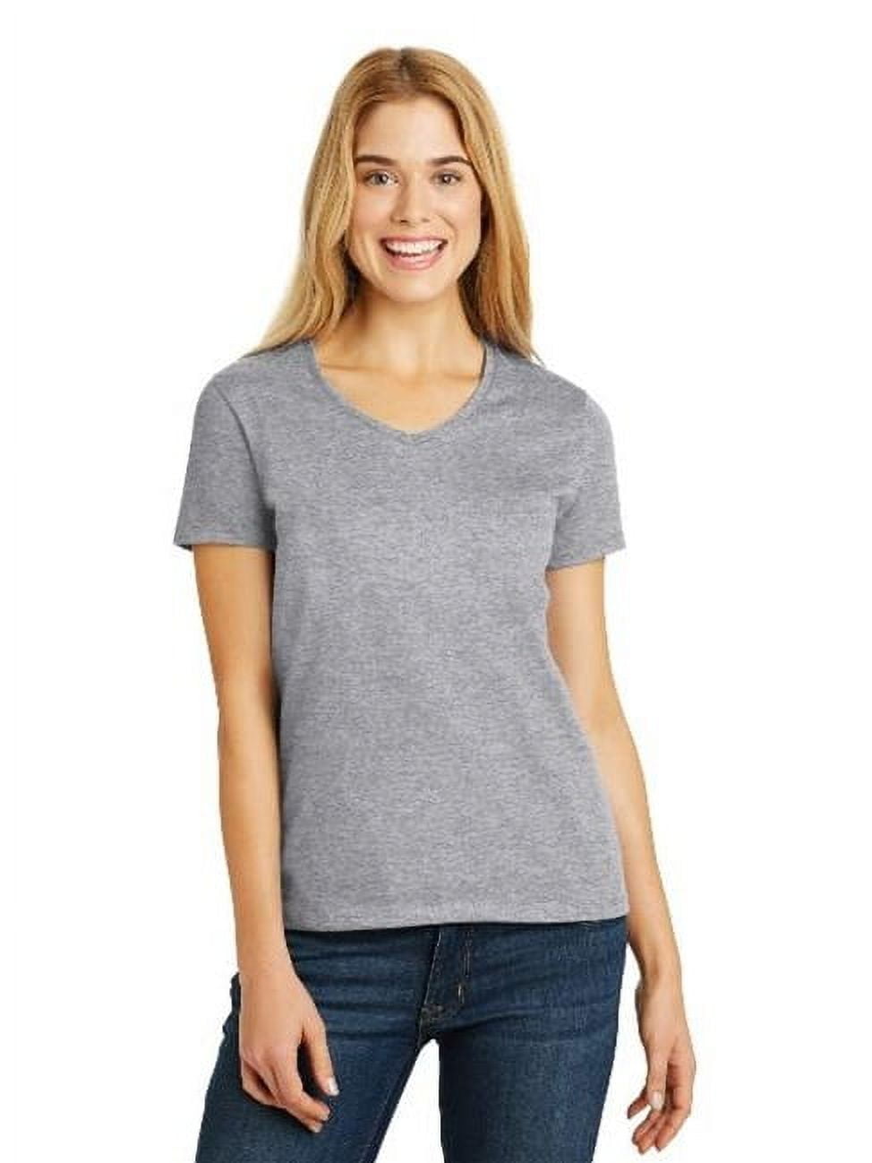Hanes 5780 Ladies Tagless 100 Percent Cotton V Neck T-Shirt, Light