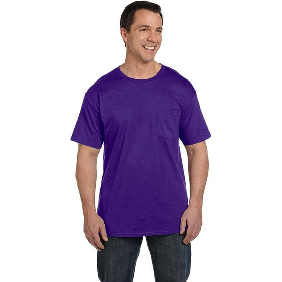 Hanes 6.1 oz. Beefy-T with Pocket 5190P Purple S