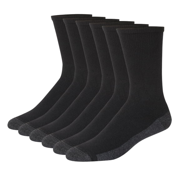 Hanes 6-Pack Crew Socks Mens Max Cushion, Wicking Cool ComfortBlend