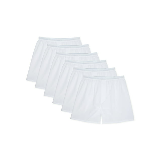 Hanes 6-Pack Men's Tag-Free White Woven Boxer Underwear - Walmart.com