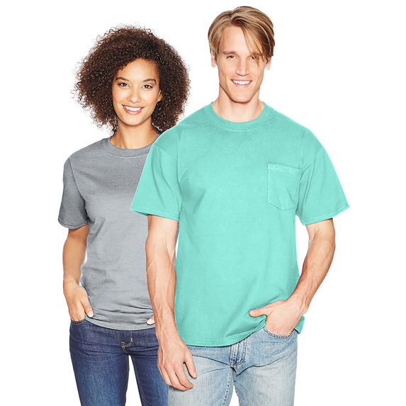 HANES 5190P ADULT 6.1 OZ. BEEFY-T WITH POCKET, S, Clean Mint