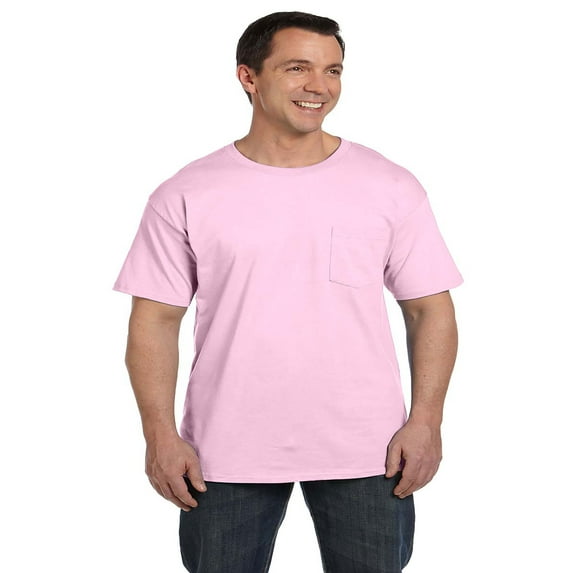 HANES 5190P ADULT 6.1 OZ. BEEFY-T WITH POCKET, 2X, Pale Pink