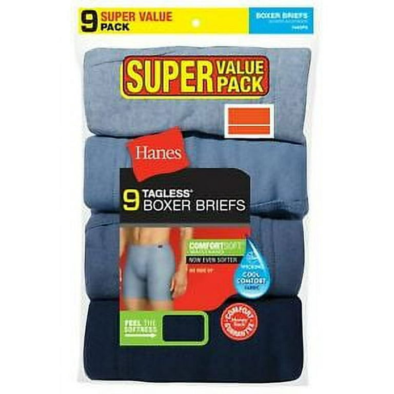 Hanes 9 Pack Men s ComfortSoft Waistband Tagless Boxer Briefs