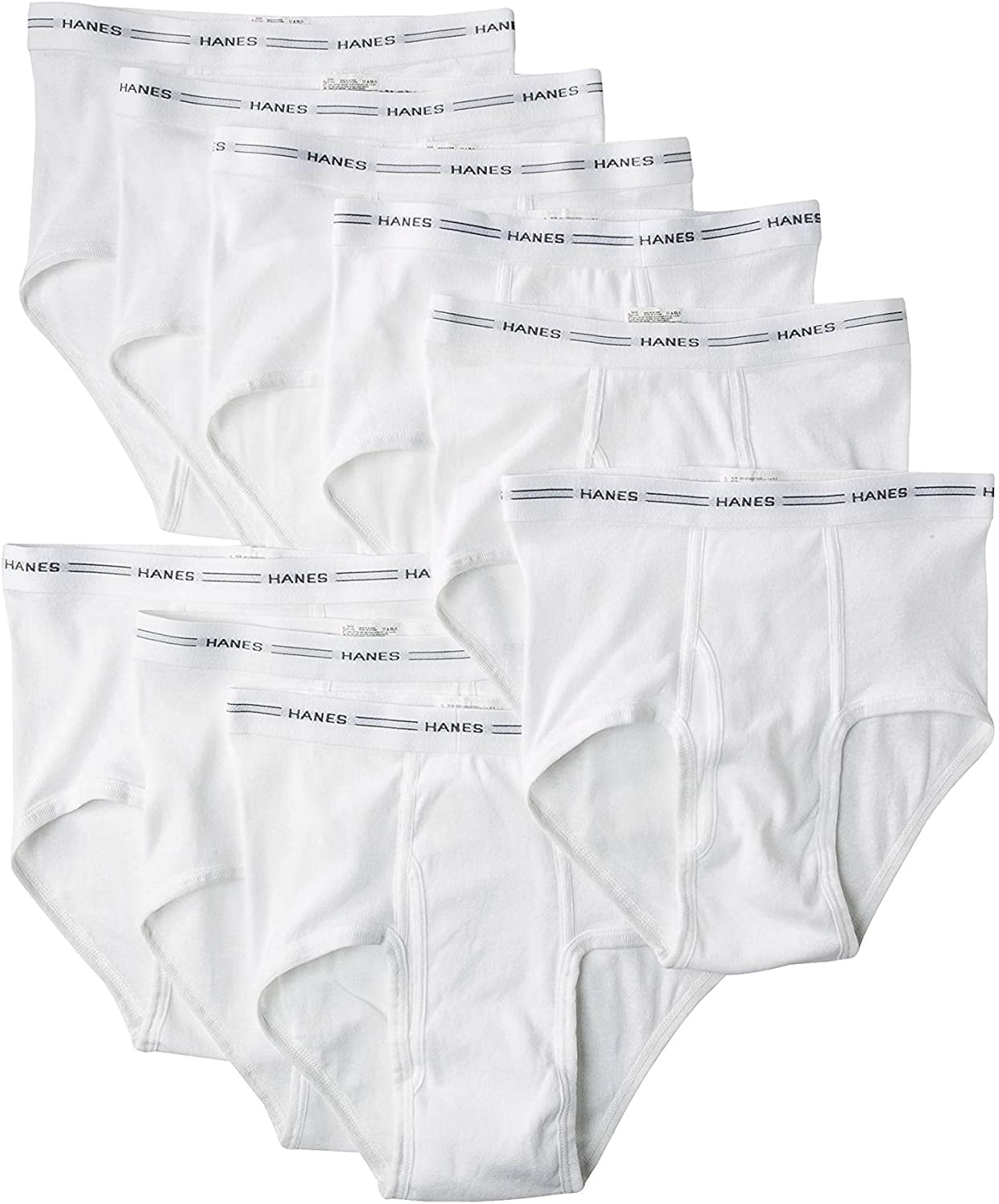 信頼も厚い Mens 9-Pack Hanes White 2252P7 Briefs Tagless Cotton 100% 服＆ファッション小物