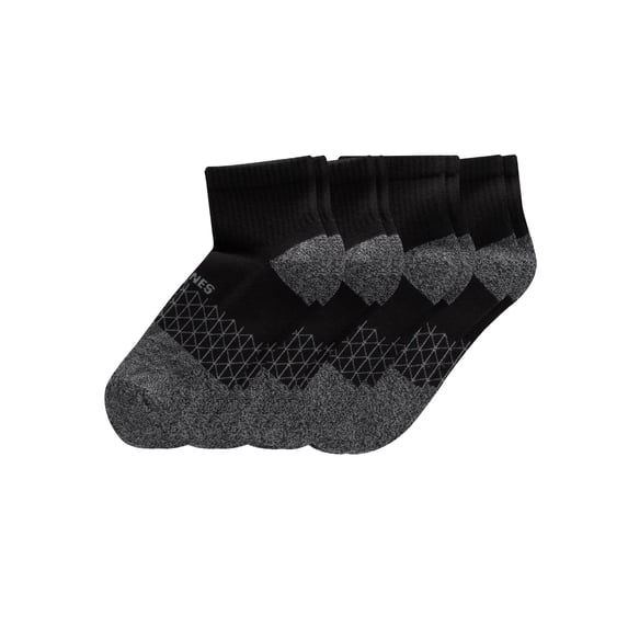 Hanes Absolute Comfort Men's Ankle Socks Pack, 4-Pair , Cushioned Moisture-Wicking Seamless Toe Black/Gray 12-14