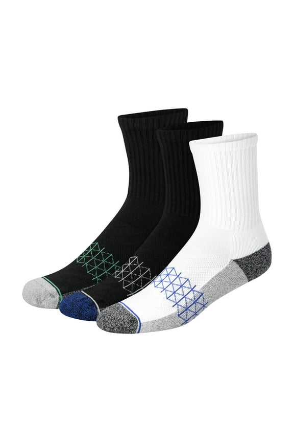 Crew Socks Pack, 3 Pairs, Absolute Comfort Cushioned Socks for Men, Moisture Wicking