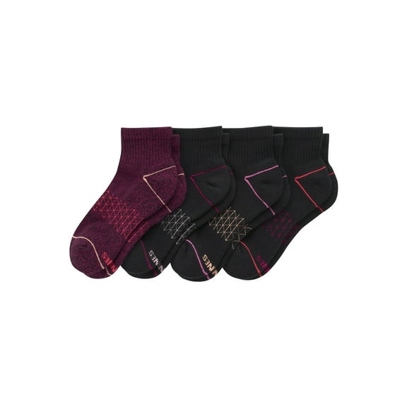 Ankle Socks Pack, 4 Pairs, Absolute Comfort Cushioned Socks for Women, Cloudlike Cushioning
