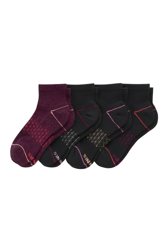 Ankle Socks Pack, 4 Pairs, Absolute Comfort Cushioned Socks for Women, Cloudlike Cushioning