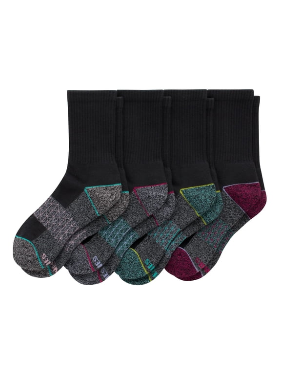 Women's Crew Socks, Absolute Comfort, 4-Pack, Size 5-9