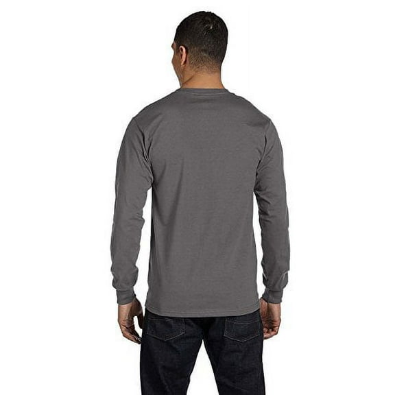 Men's Hanes Beefy Long-Sleeve T (Pack of 2) (1 Smoke Gray / 1 Navy)