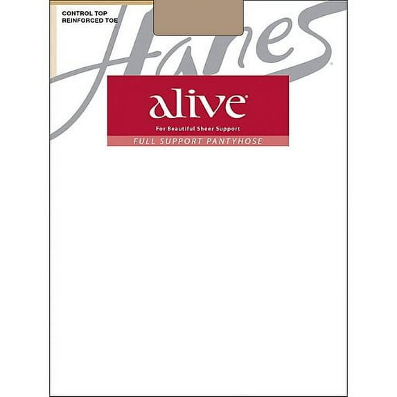 Hanes Alive Full Support Control Top Reinforced Toe Pantyhose 3-Pack