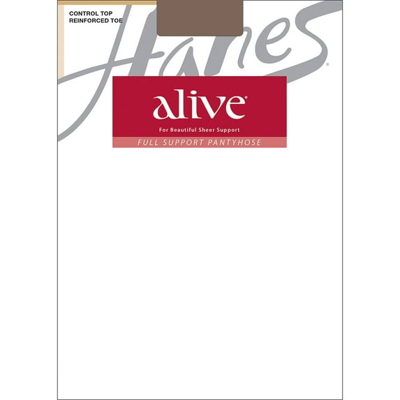 Hanes Alive Full Support Control Top Reinforced Toe Pantyhose