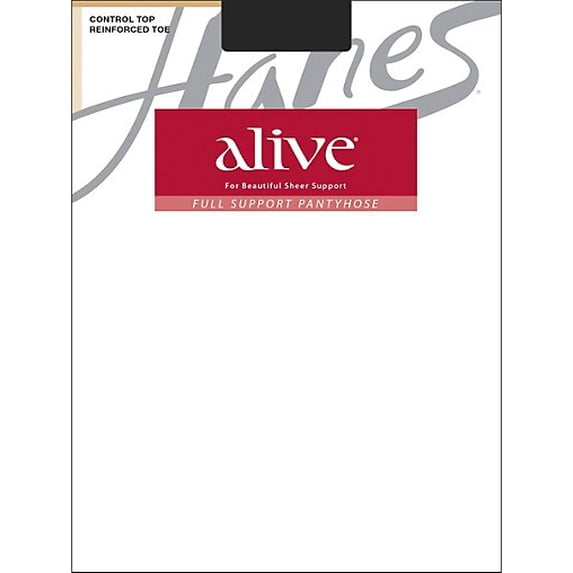 Hanes Alive Full Support Control Top Reinforced Toe Pantyhose