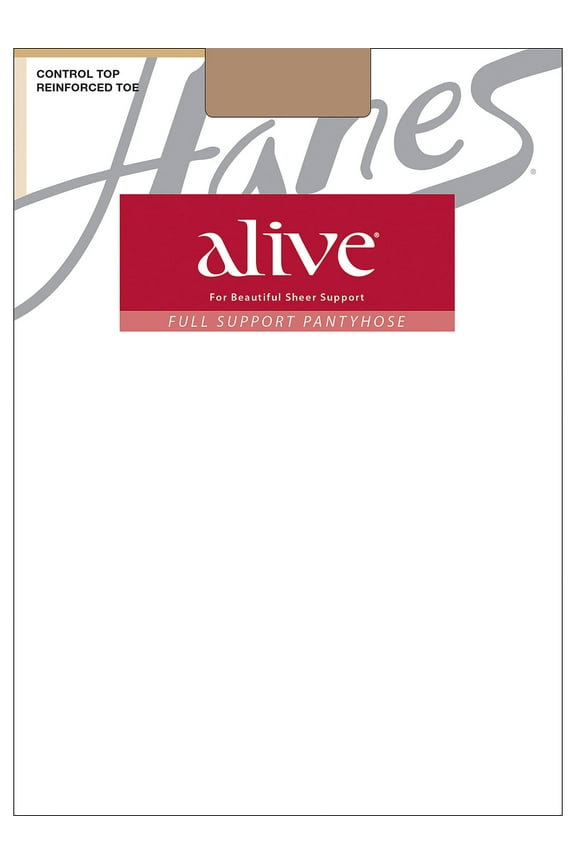 Alive Full Support Pantyhose with Control Top, Reinforced Toe Barely There B Women's