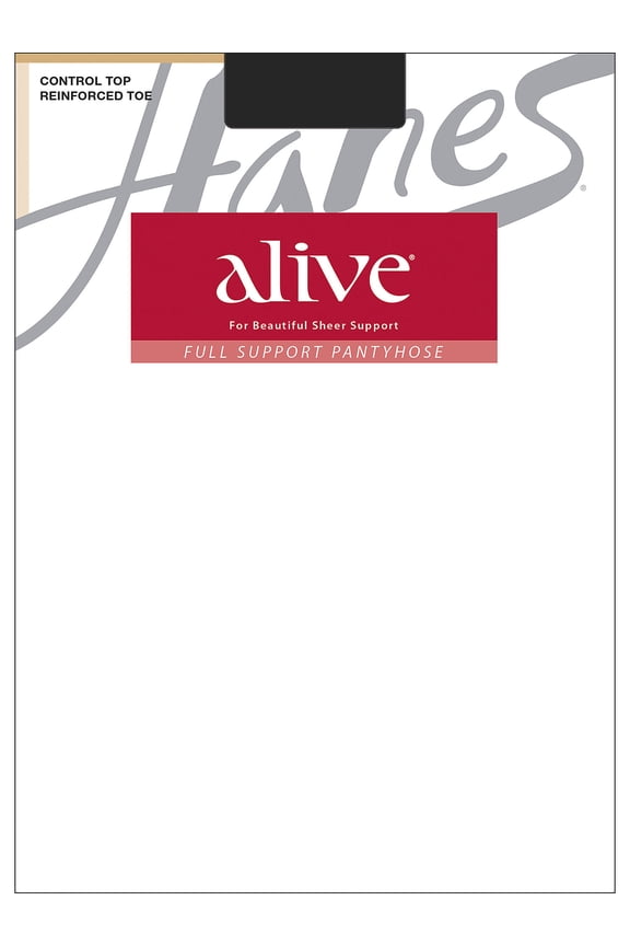 Alive Full Support Pantyhose with Control Top, Reinforced Toe Jet E Women's