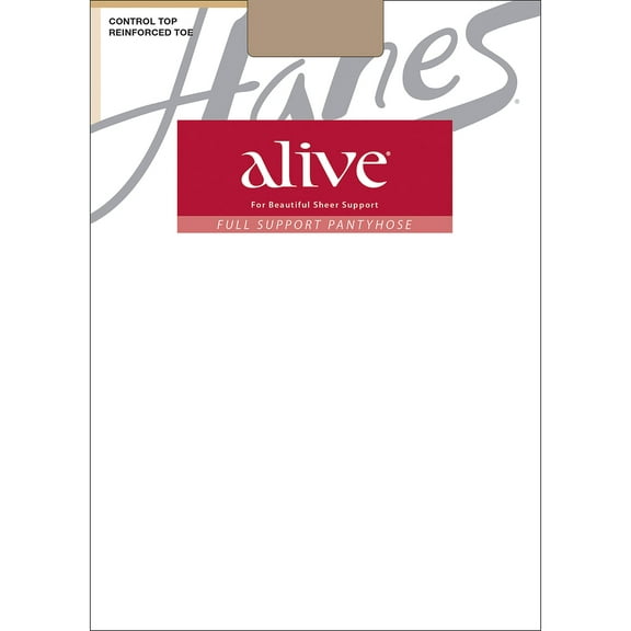 Hanes Alive Full Support Pantyhose with Control Top, Reinforced Toe Simply Natural C Women's