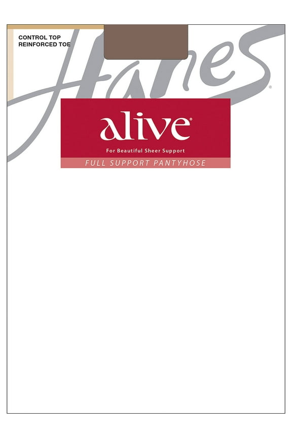 Alive Full Support Pantyhose with Control Top, Reinforced Toe Town Taupe C Women's