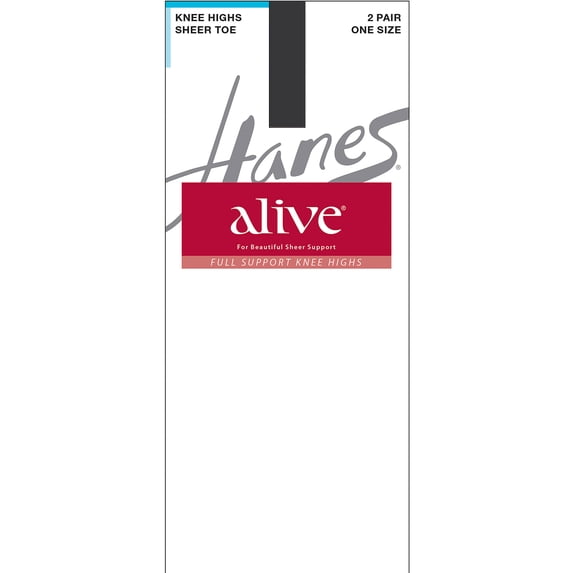 Hanes Alive Full Support Sheer Knee Highs, 2-Pack Jet Women's