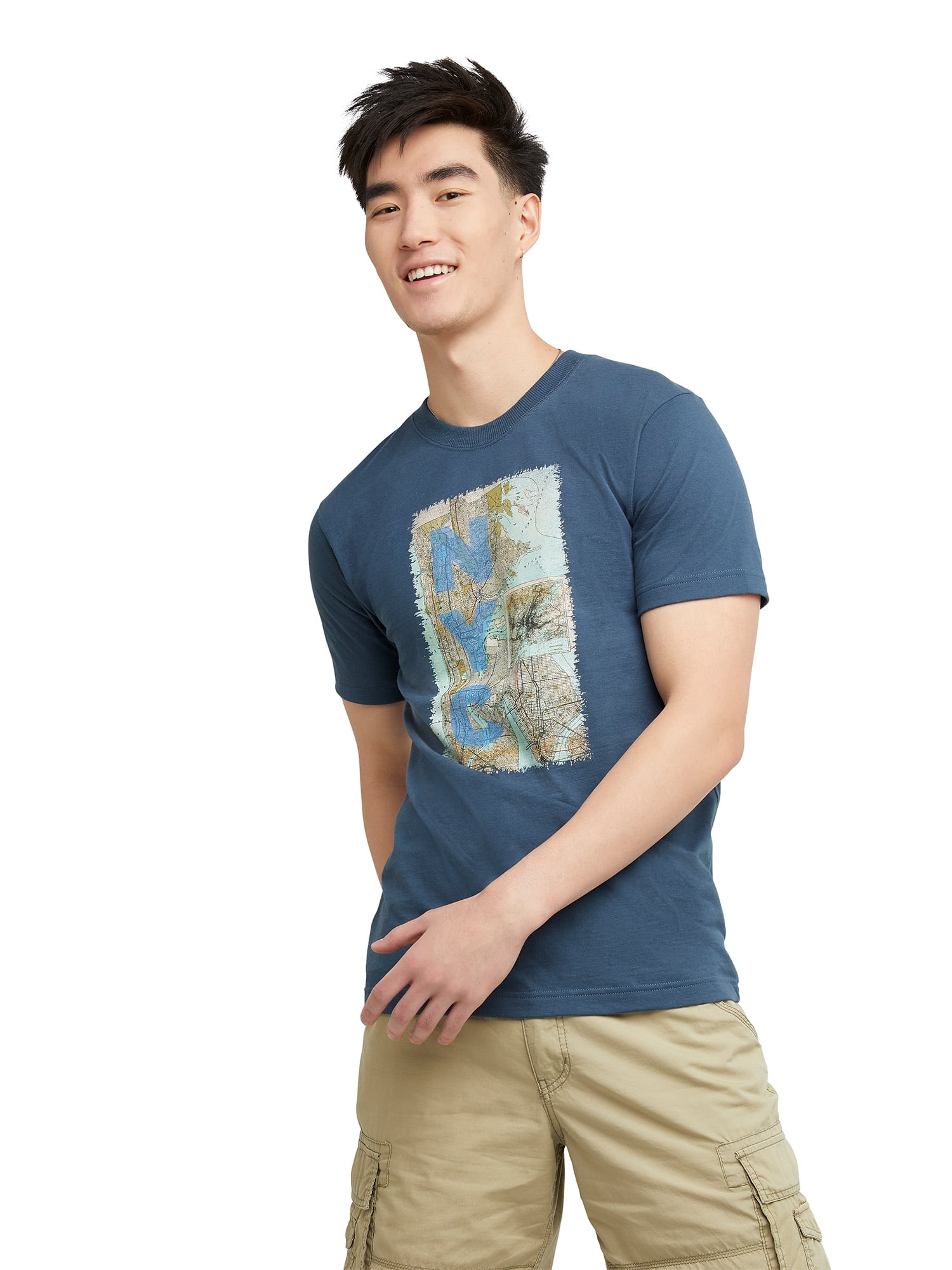 Hanes Camiseta Gráfica Explorer Para Hombre, Camiseta Ligera De Manga Corta De Algodón, City & Sea, Feliz Primavera Verde, XS