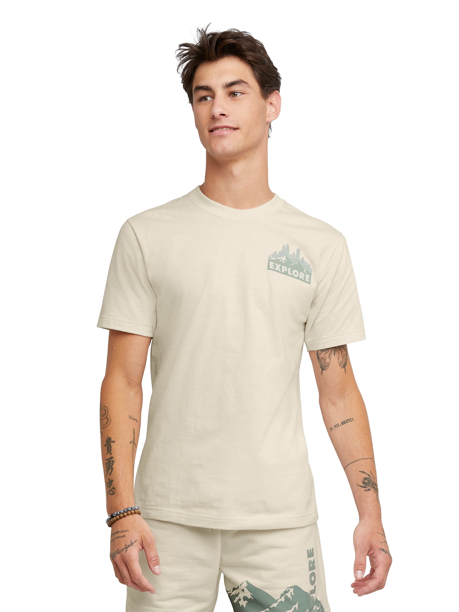 Hanes All Gender Explorer Collection City, Land, Sea Patch Graphic T-Shirt, Sizes XS-2XL
