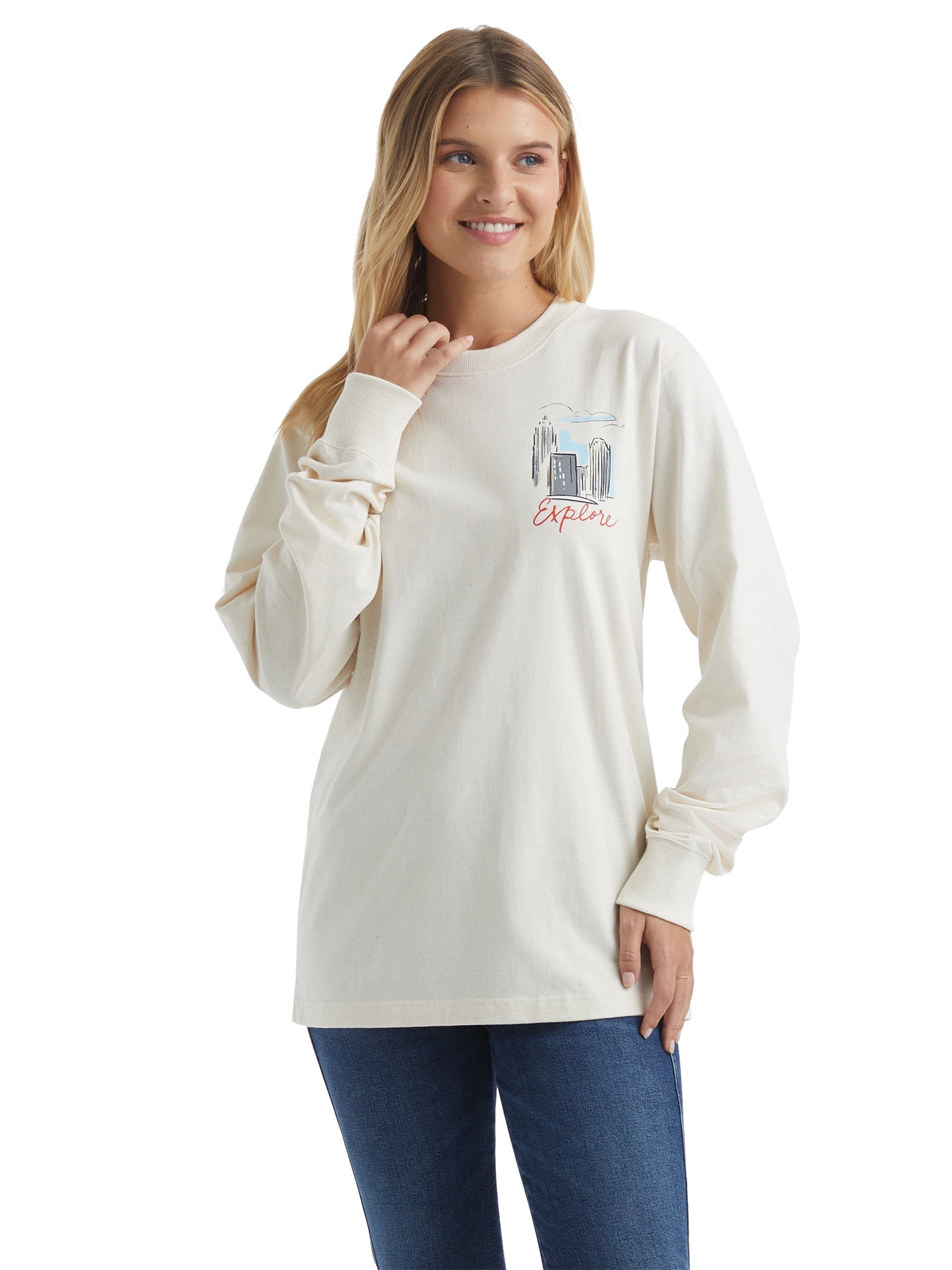 Hanes All Gender Explorer Collection City Long Sleeve Graphic T-Shirt, Men's Sizes XS-2XL